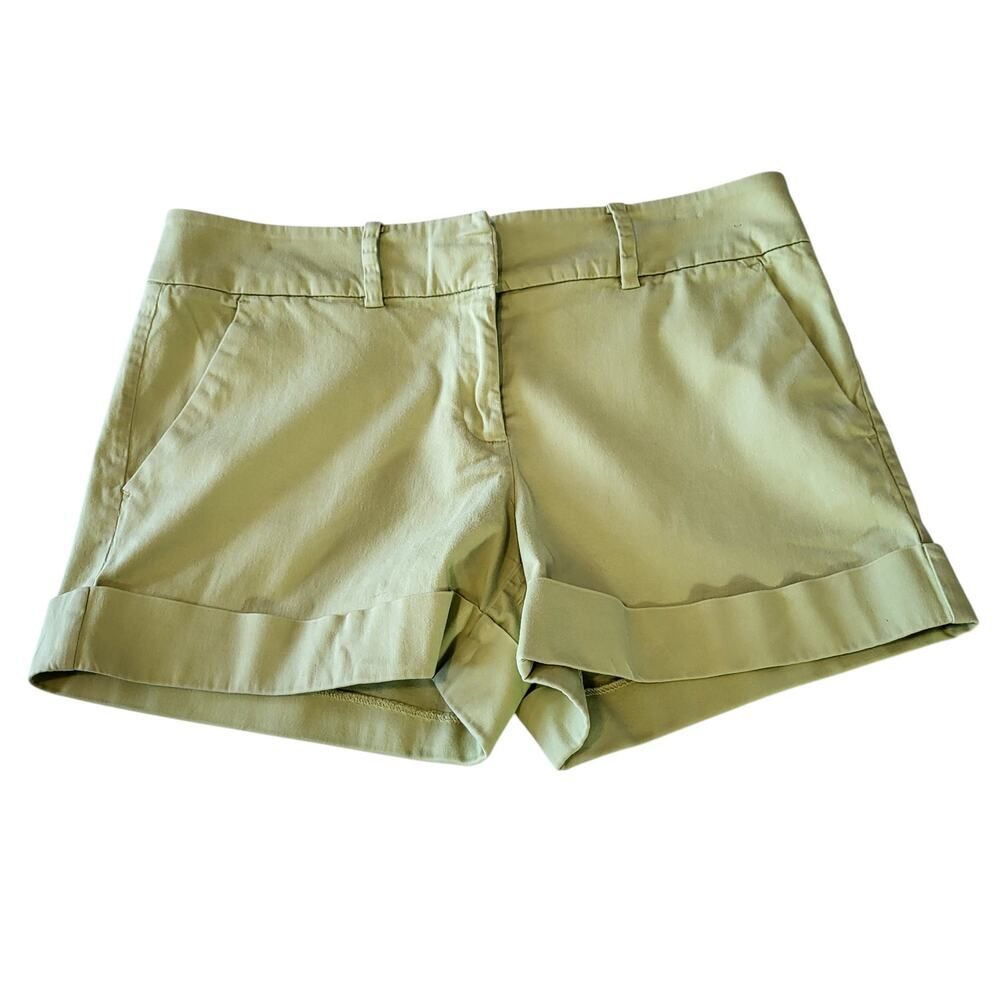 New York & Company Size 8 Pale Green Cotton Blend Shorts Cuffs Colorful Casual - Picture 3 of 9
